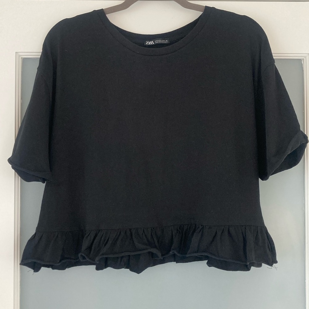 Zara Black Ruffle T